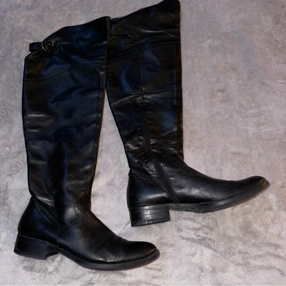 Black leather Italian over the knee Lavorazione Artigiana boots